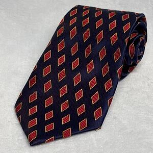 Henry Jacobson Men's Neck Tie Blue Red‎ Yellow Geometric 100% Silk Corpcore